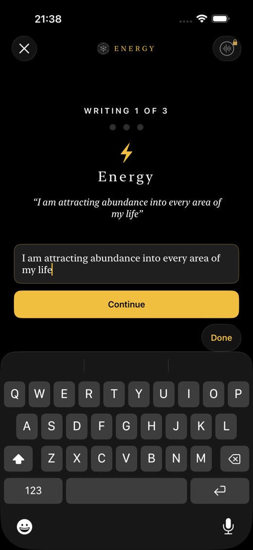 The ritual writing screen